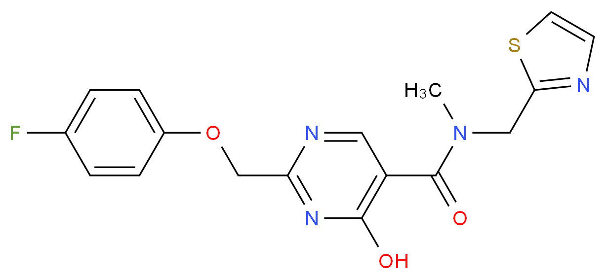 2-[(4-fluorophenoxy)methyl]-4-hydroxy-N-methyl-N-(1,3-thiazol-2-ylmethyl)pyrimidine-5-carboxamide_Molecular_structure_CAS_)