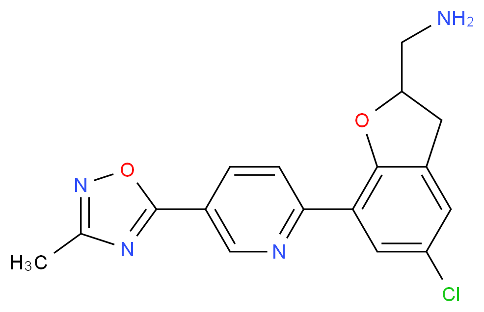({5-chloro-7-[5-(3-methyl-1,2,4-oxadiazol-5-yl)pyridin-2-yl]-2,3-dihydro-1-benzofuran-2-yl}methyl)amine_Molecular_structure_CAS_)