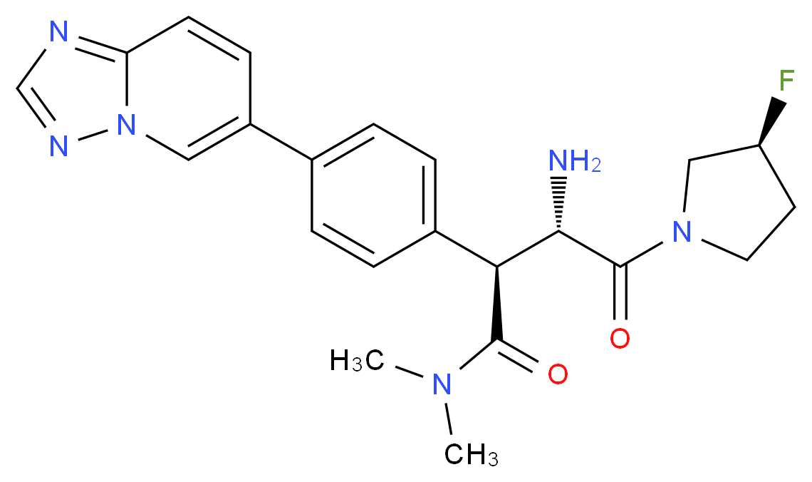 6-(4-{(1S,2S)-2-AMINO-1-[(DIMETHYLAMINO)CARBONYL]-3-[(3S)-3-FLUOROPYRROLIDIN-1-YL]-3-OXOPROPYL}PHENYL)-1H-[1,2,4]TRIAZOLO[1,5-A]PYRIDIN-4-IUM_Molecular_structure_CAS_)