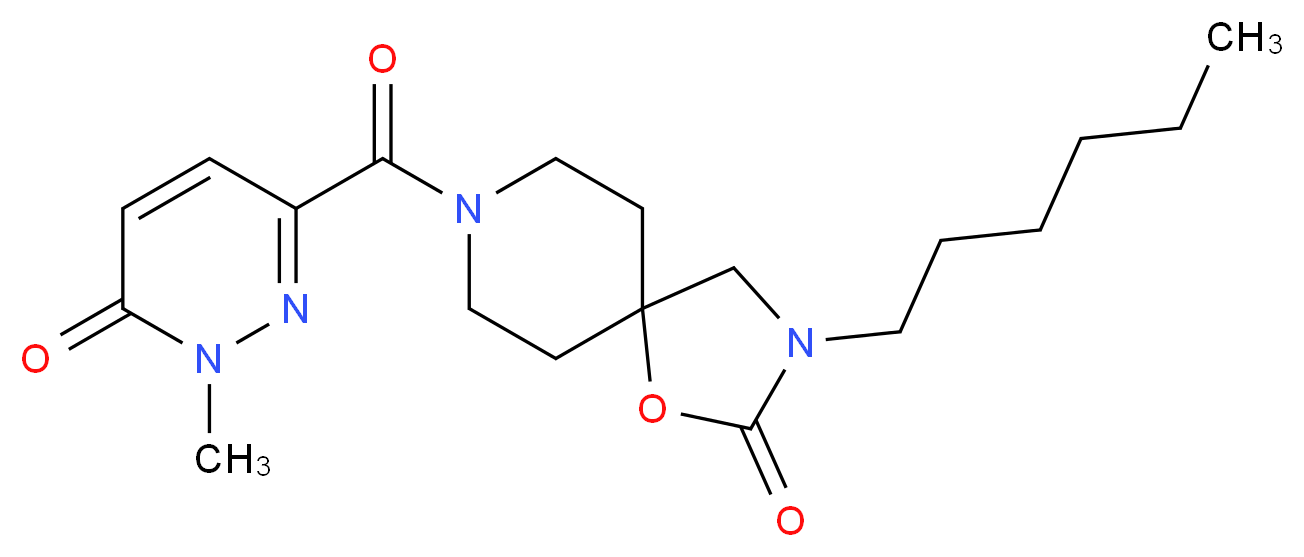 3-hexyl-8-[(1-methyl-6-oxo-1,6-dihydropyridazin-3-yl)carbonyl]-1-oxa-3,8-diazaspiro[4.5]decan-2-one_Molecular_structure_CAS_)