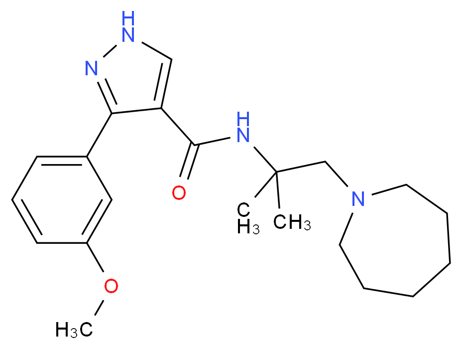 N-(2-azepan-1-yl-1,1-dimethylethyl)-3-(3-methoxyphenyl)-1H-pyrazole-4-carboxamide_Molecular_structure_CAS_)