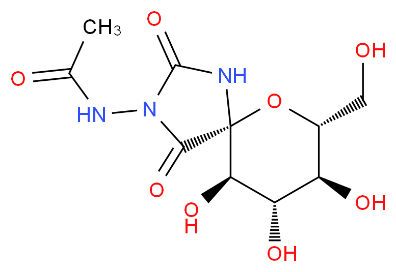 N-(8,9,10-Trihydroxy-7-Hydroxymethyl-2,4-Dioxo-6-Oxa-1,3-Diaza-Spiro[4.5]Dec-3-Yl-Acetamide_Molecular_structure_CAS_)