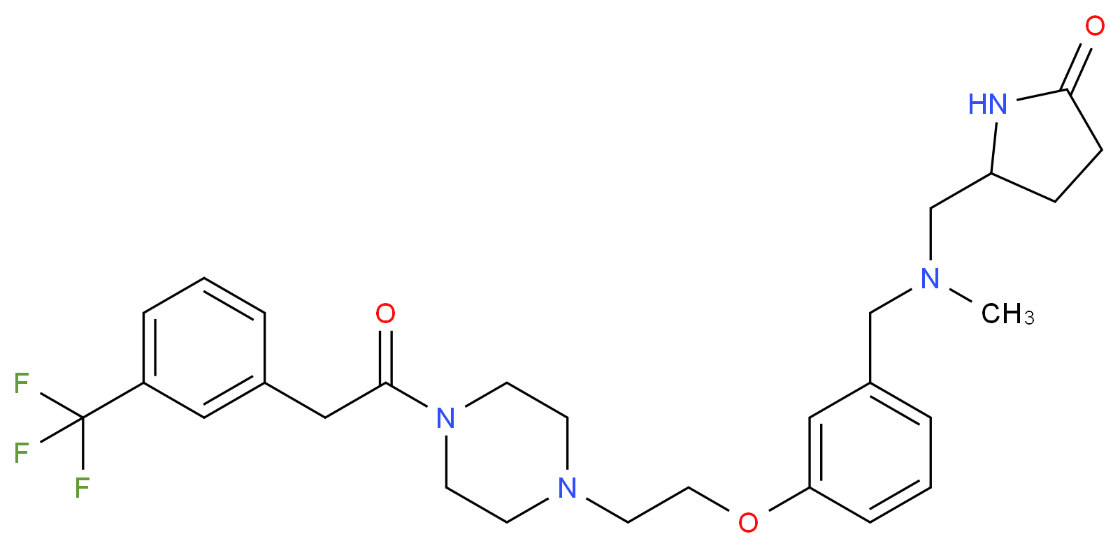5-[(methyl{3-[2-(4-{[3-(trifluoromethyl)phenyl]acetyl}-1-piperazinyl)ethoxy]benzyl}amino)methyl]-2-pyrrolidinone_Molecular_structure_CAS_)