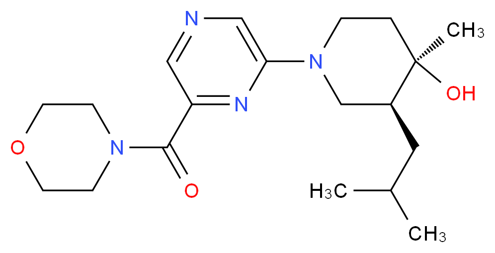 (3S*,4R*)-3-isobutyl-4-methyl-1-[6-(morpholin-4-ylcarbonyl)pyrazin-2-yl]piperidin-4-ol_Molecular_structure_CAS_)