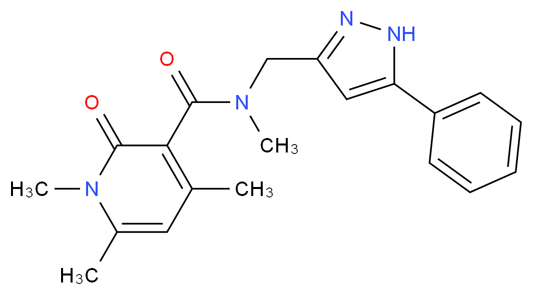 N,1,4,6-tetramethyl-2-oxo-N-[(5-phenyl-1H-pyrazol-3-yl)methyl]-1,2-dihydropyridine-3-carboxamide_Molecular_structure_CAS_)