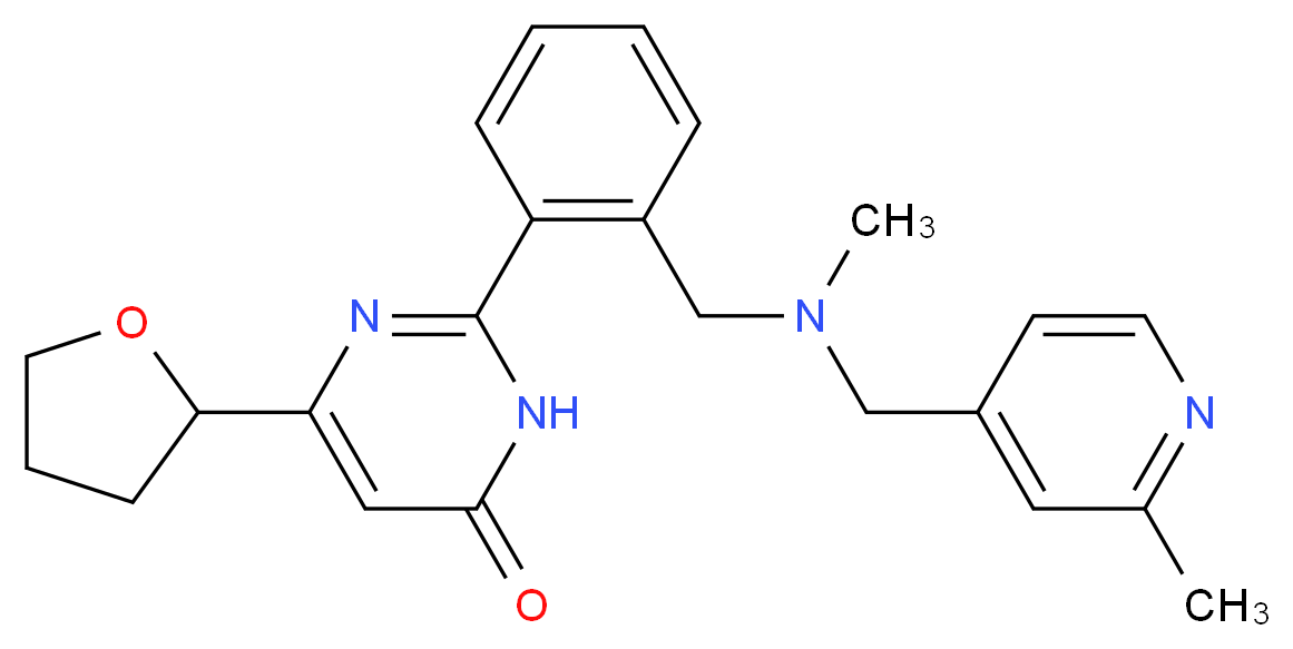 2-[2-({methyl[(2-methylpyridin-4-yl)methyl]amino}methyl)phenyl]-6-(tetrahydrofuran-2-yl)pyrimidin-4(3H)-one_Molecular_structure_CAS_)