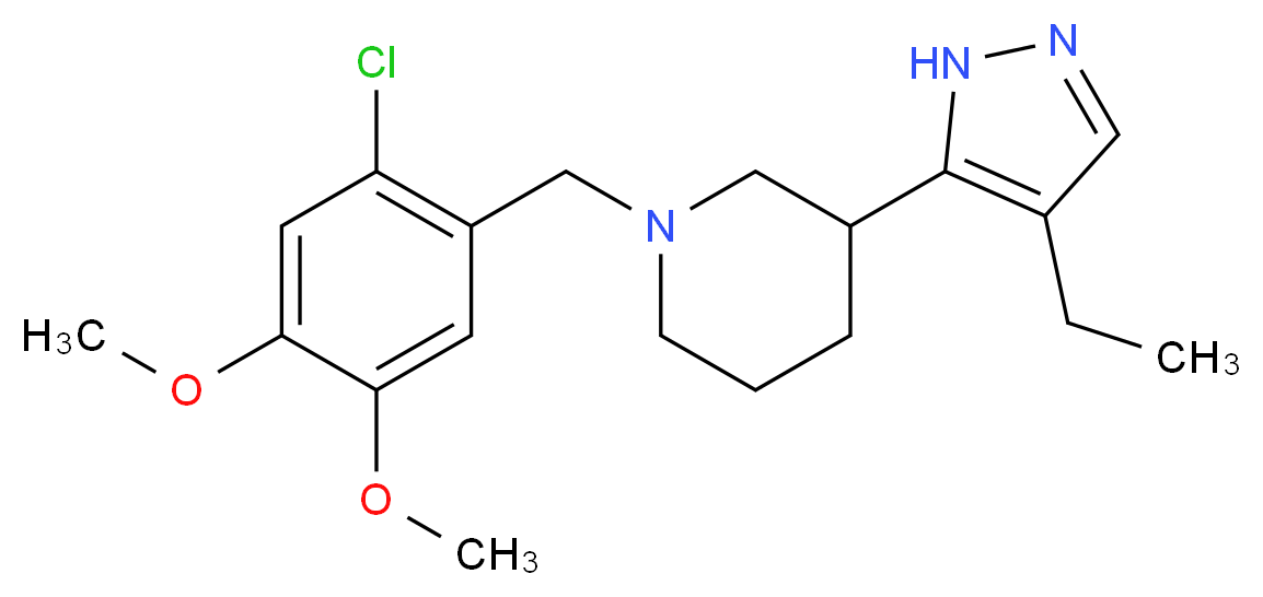 1-(2-chloro-4,5-dimethoxybenzyl)-3-(4-ethyl-1H-pyrazol-5-yl)piperidine_Molecular_structure_CAS_)