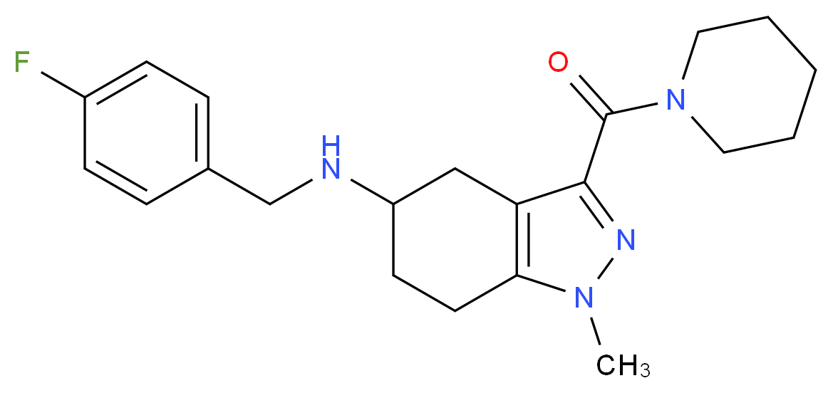 N-(4-fluorobenzyl)-1-methyl-3-(1-piperidinylcarbonyl)-4,5,6,7-tetrahydro-1H-indazol-5-amine_Molecular_structure_CAS_)