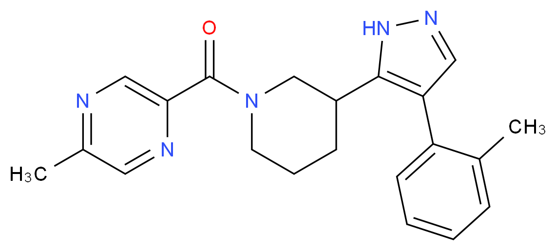 2-methyl-5-({3-[4-(2-methylphenyl)-1H-pyrazol-5-yl]-1-piperidinyl}carbonyl)pyrazine_Molecular_structure_CAS_)