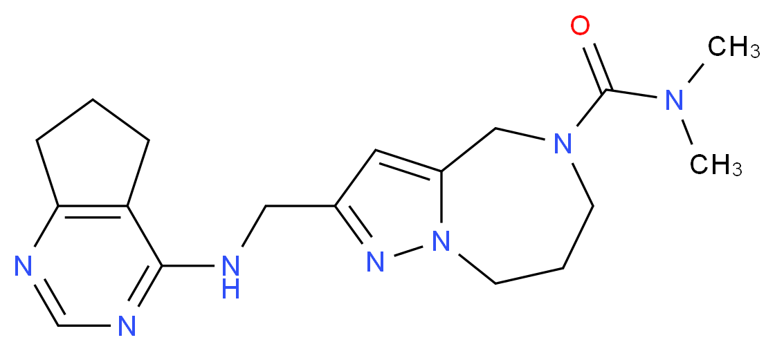 2-[(6,7-dihydro-5H-cyclopenta[d]pyrimidin-4-ylamino)methyl]-N,N-dimethyl-7,8-dihydro-4H-pyrazolo[1,5-a][1,4]diazepine-5(6H)-carboxamide_Molecular_structure_CAS_)