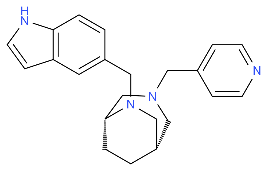 (1S*,5R*)-6-(1H-indol-5-ylmethyl)-3-(4-pyridinylmethyl)-3,6-diazabicyclo[3.2.2]nonane_Molecular_structure_CAS_)