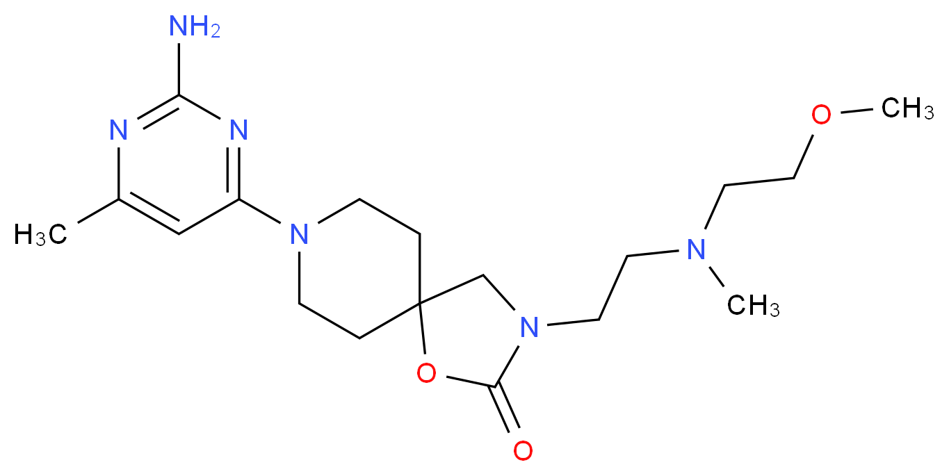 8-(2-amino-6-methylpyrimidin-4-yl)-3-{2-[(2-methoxyethyl)(methyl)amino]ethyl}-1-oxa-3,8-diazaspiro[4.5]decan-2-one_Molecular_structure_CAS_)