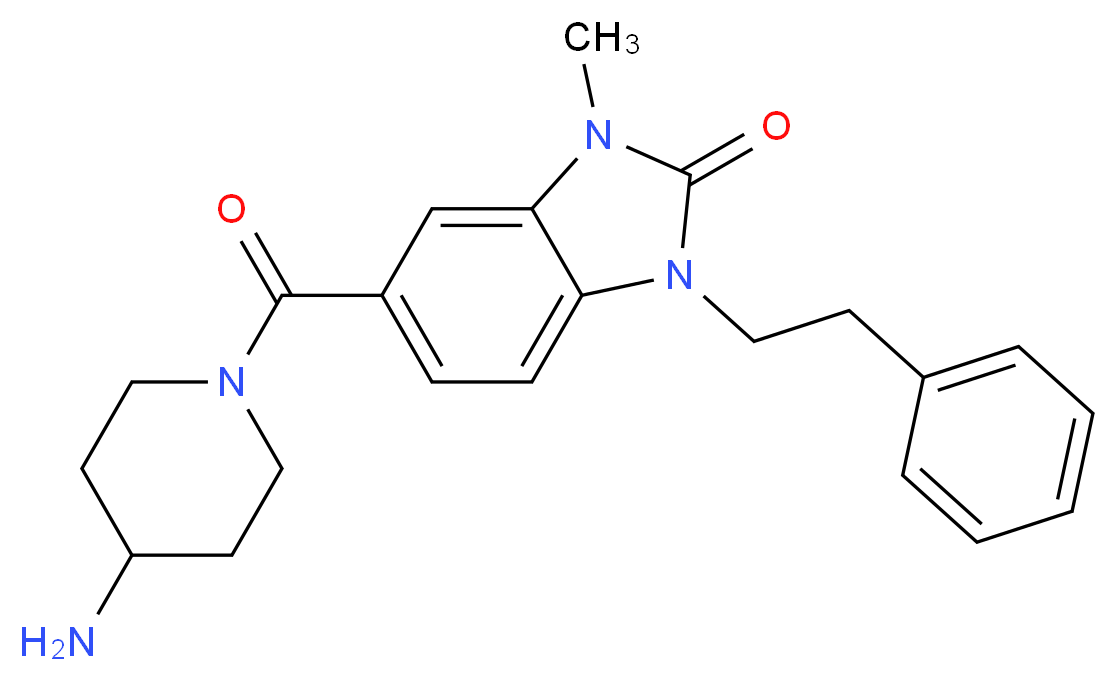 5-[(4-aminopiperidin-1-yl)carbonyl]-3-methyl-1-(2-phenylethyl)-1,3-dihydro-2H-benzimidazol-2-one_Molecular_structure_CAS_)