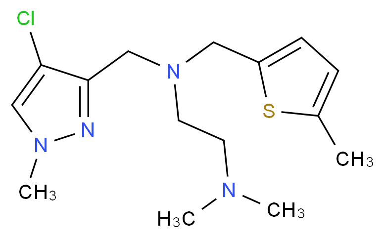 N-[(4-chloro-1-methyl-1H-pyrazol-3-yl)methyl]-N',N'-dimethyl-N-[(5-methyl-2-thienyl)methyl]ethane-1,2-diamine_Molecular_structure_CAS_)