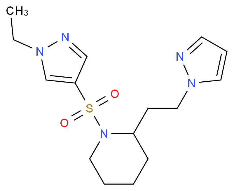 1-[(1-ethyl-1H-pyrazol-4-yl)sulfonyl]-2-[2-(1H-pyrazol-1-yl)ethyl]piperidine_Molecular_structure_CAS_)