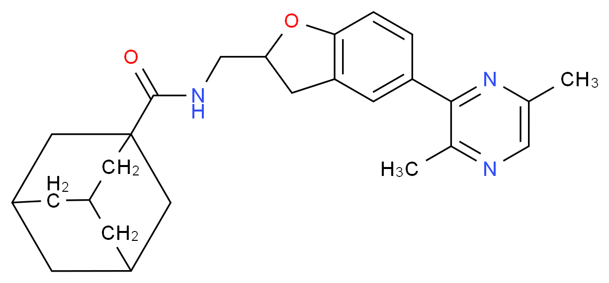 N-{[5-(3,6-dimethyl-2-pyrazinyl)-2,3-dihydro-1-benzofuran-2-yl]methyl}-1-adamantanecarboxamide_Molecular_structure_CAS_)