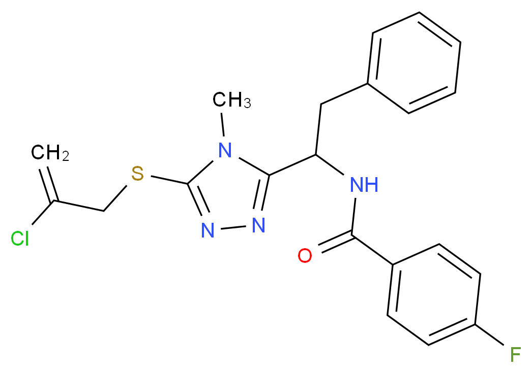 N-(1-{5-[(2-chloro-2-propen-1-yl)thio]-4-methyl-4H-1,2,4-triazol-3-yl}-2-phenylethyl)-4-fluorobenzamide_Molecular_structure_CAS_)