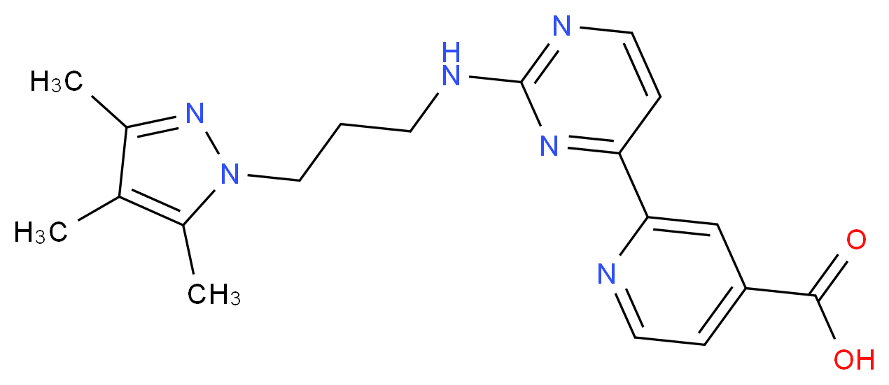 2-(2-{[3-(3,4,5-trimethyl-1H-pyrazol-1-yl)propyl]amino}pyrimidin-4-yl)isonicotinic acid_Molecular_structure_CAS_)