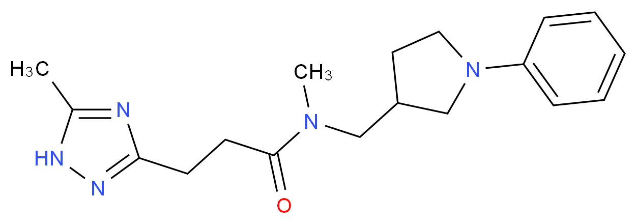 N-methyl-3-(5-methyl-1H-1,2,4-triazol-3-yl)-N-[(1-phenyl-3-pyrrolidinyl)methyl]propanamide_Molecular_structure_CAS_)