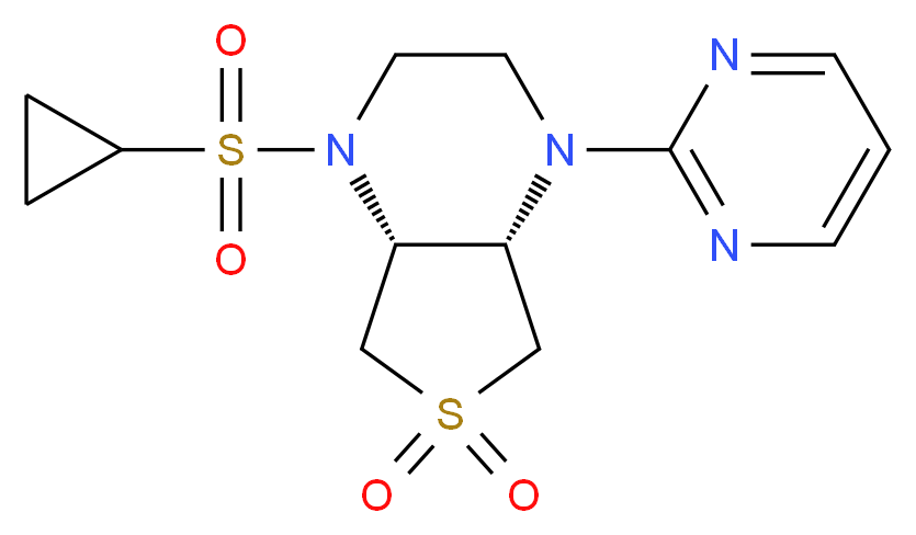 (4aS*,7aR*)-1-(cyclopropylsulfonyl)-4-pyrimidin-2-yloctahydrothieno[3,4-b]pyrazine 6,6-dioxide_Molecular_structure_CAS_)