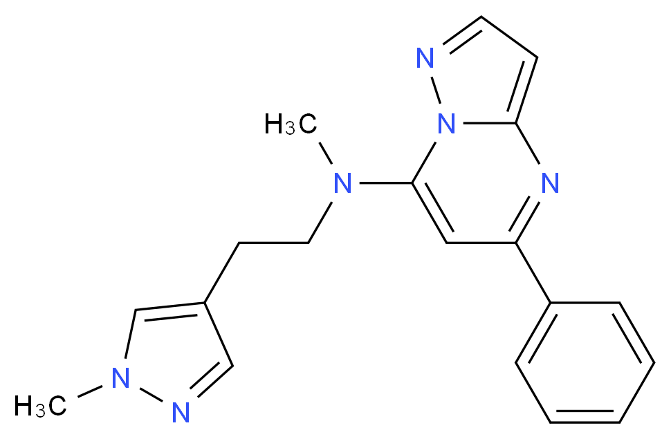 N-methyl-N-[2-(1-methyl-1H-pyrazol-4-yl)ethyl]-5-phenylpyrazolo[1,5-a]pyrimidin-7-amine_Molecular_structure_CAS_)