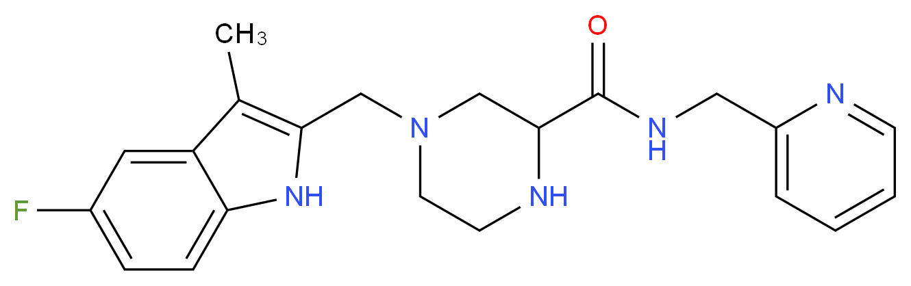 4-[(5-fluoro-3-methyl-1H-indol-2-yl)methyl]-N-(2-pyridinylmethyl)-2-piperazinecarboxamide_Molecular_structure_CAS_)