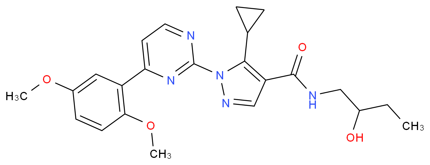 5-cyclopropyl-1-[4-(2,5-dimethoxyphenyl)-2-pyrimidinyl]-N-(2-hydroxybutyl)-1H-pyrazole-4-carboxamide_Molecular_structure_CAS_)
