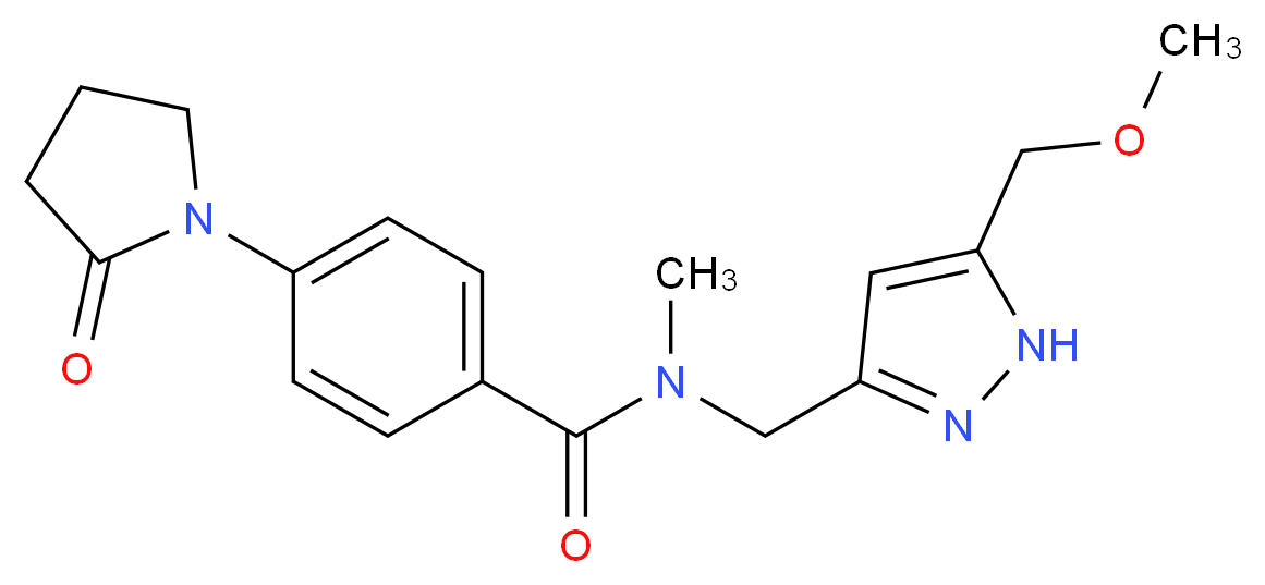 N-{[5-(methoxymethyl)-1H-pyrazol-3-yl]methyl}-N-methyl-4-(2-oxopyrrolidin-1-yl)benzamide_Molecular_structure_CAS_)