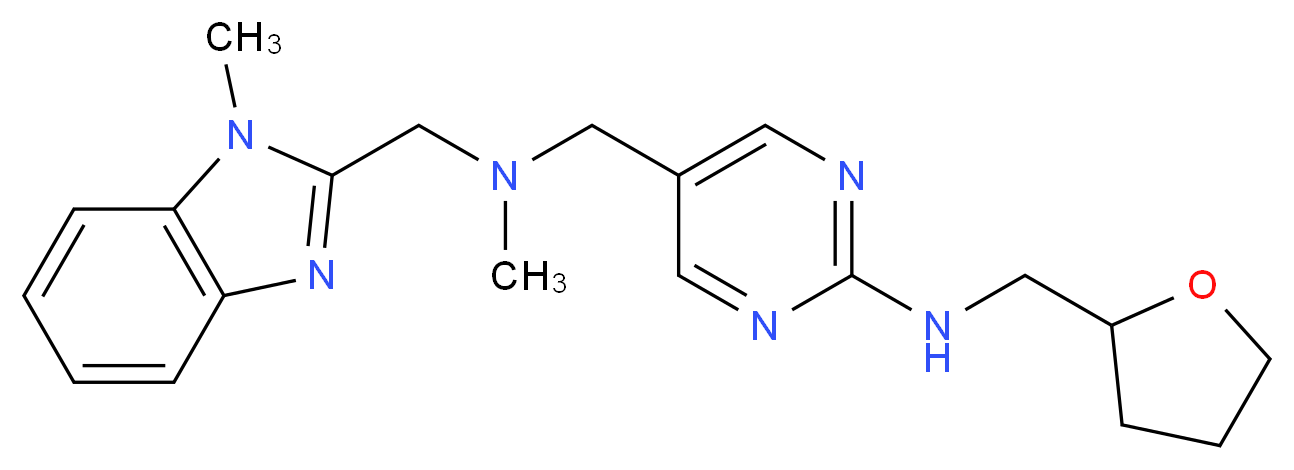5-({methyl[(1-methyl-1H-benzimidazol-2-yl)methyl]amino}methyl)-N-(tetrahydrofuran-2-ylmethyl)pyrimidin-2-amine_Molecular_structure_CAS_)