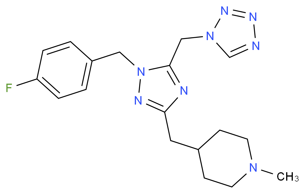 4-{[1-(4-fluorobenzyl)-5-(1H-tetrazol-1-ylmethyl)-1H-1,2,4-triazol-3-yl]methyl}-1-methylpiperidine_Molecular_structure_CAS_)