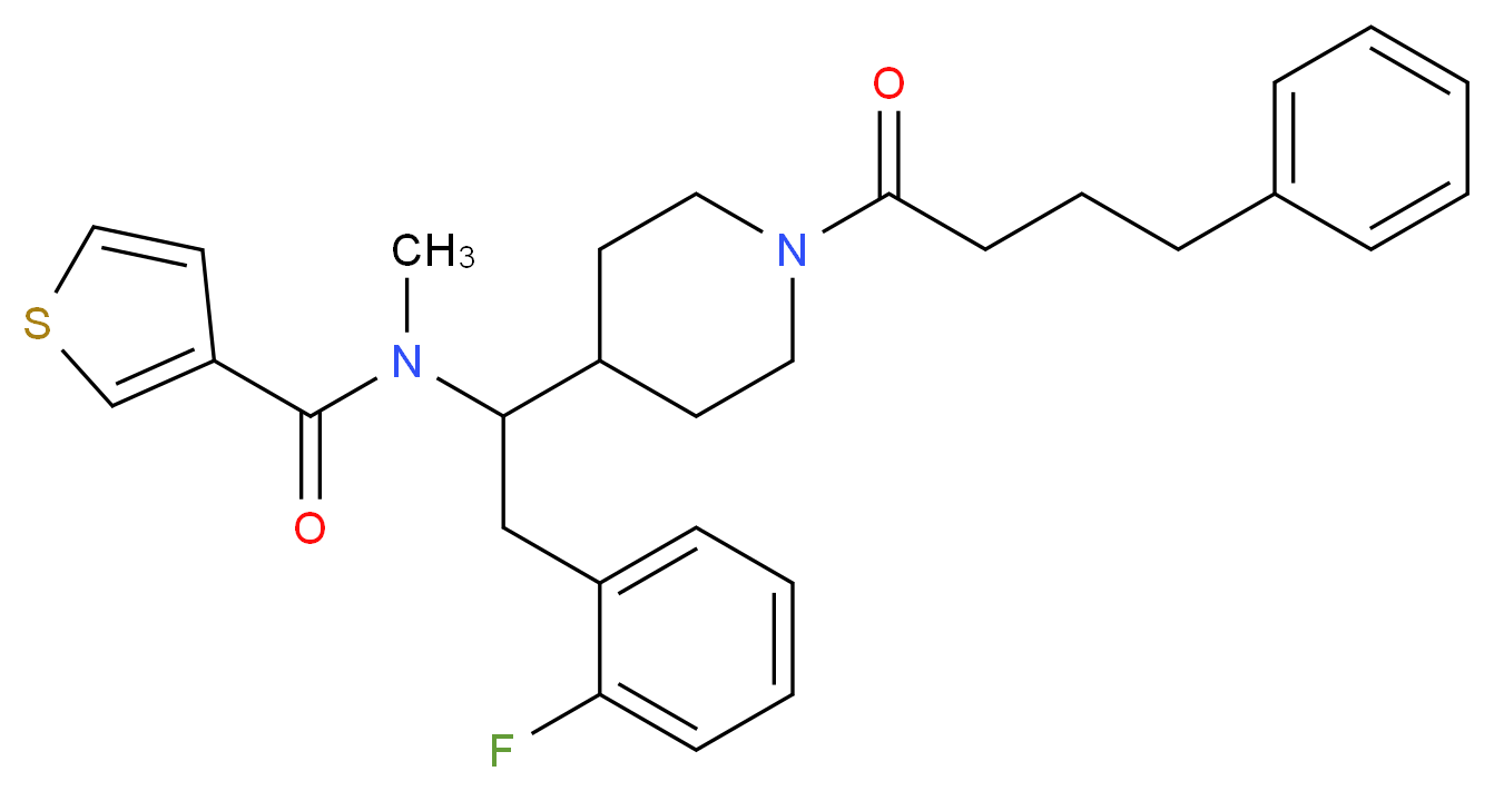 N-{2-(2-fluorophenyl)-1-[1-(4-phenylbutanoyl)-4-piperidinyl]ethyl}-N-methyl-3-thiophenecarboxamide_Molecular_structure_CAS_)