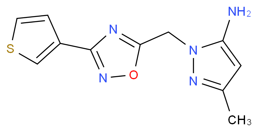 3-methyl-1-{[3-(3-thienyl)-1,2,4-oxadiazol-5-yl]methyl}-1H-pyrazol-5-amine_Molecular_structure_CAS_)