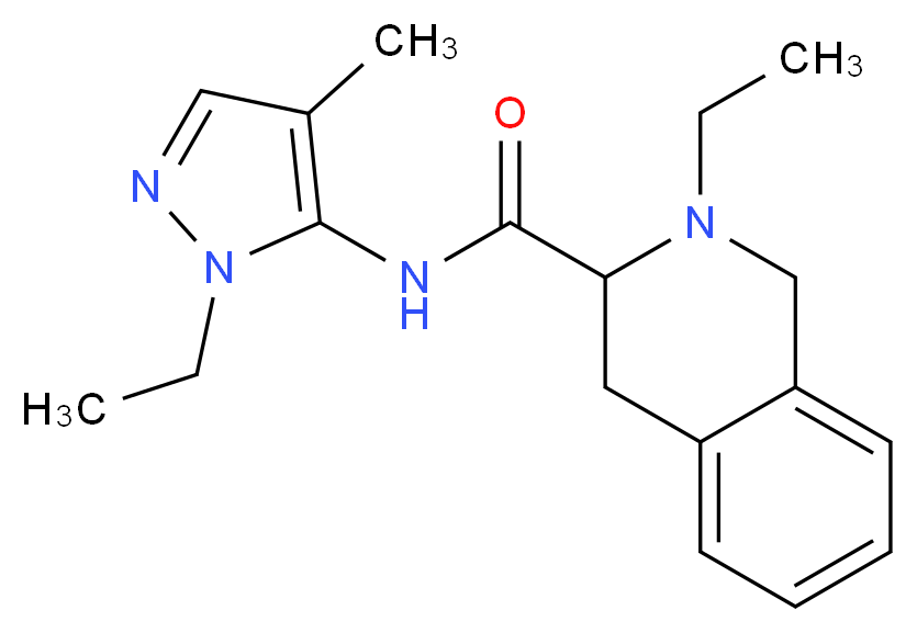 2-ethyl-N-(1-ethyl-4-methyl-1H-pyrazol-5-yl)-1,2,3,4-tetrahydro-3-isoquinolinecarboxamide_Molecular_structure_CAS_)