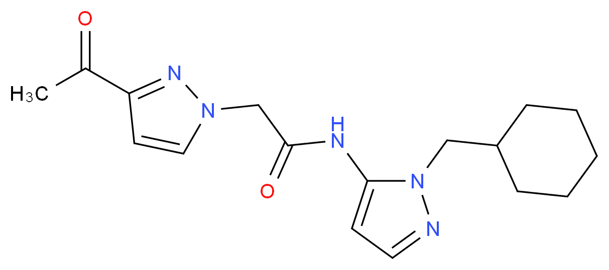 2-(3-acetyl-1H-pyrazol-1-yl)-N-[1-(cyclohexylmethyl)-1H-pyrazol-5-yl]acetamide_Molecular_structure_CAS_)