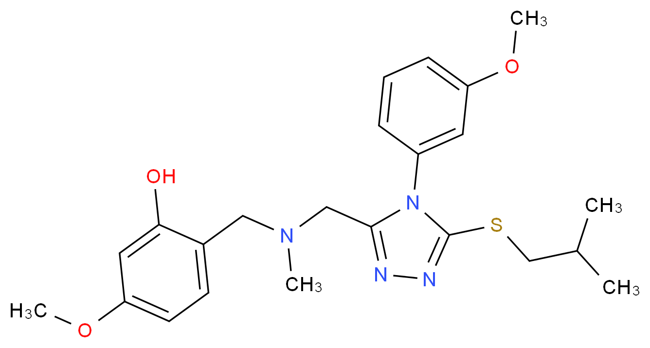 2-{[{[5-(isobutylthio)-4-(3-methoxyphenyl)-4H-1,2,4-triazol-3-yl]methyl}(methyl)amino]methyl}-5-methoxyphenol_Molecular_structure_CAS_)