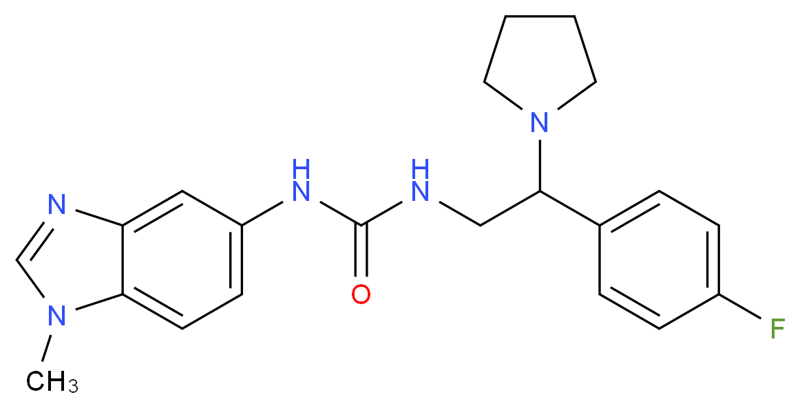 N-[2-(4-fluorophenyl)-2-pyrrolidin-1-ylethyl]-N'-(1-methyl-1H-benzimidazol-5-yl)urea_Molecular_structure_CAS_)