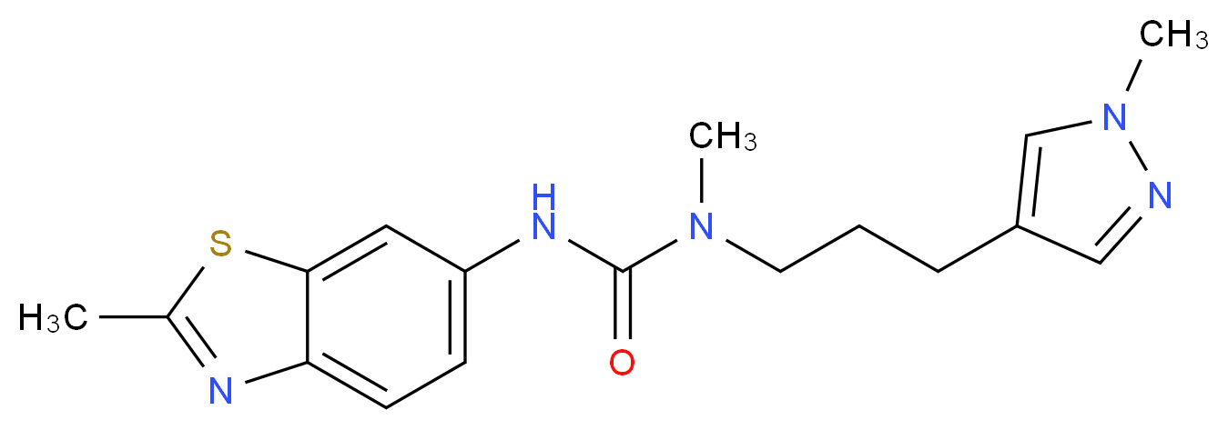 N-methyl-N'-(2-methyl-1,3-benzothiazol-6-yl)-N-[3-(1-methyl-1H-pyrazol-4-yl)propyl]urea_Molecular_structure_CAS_)