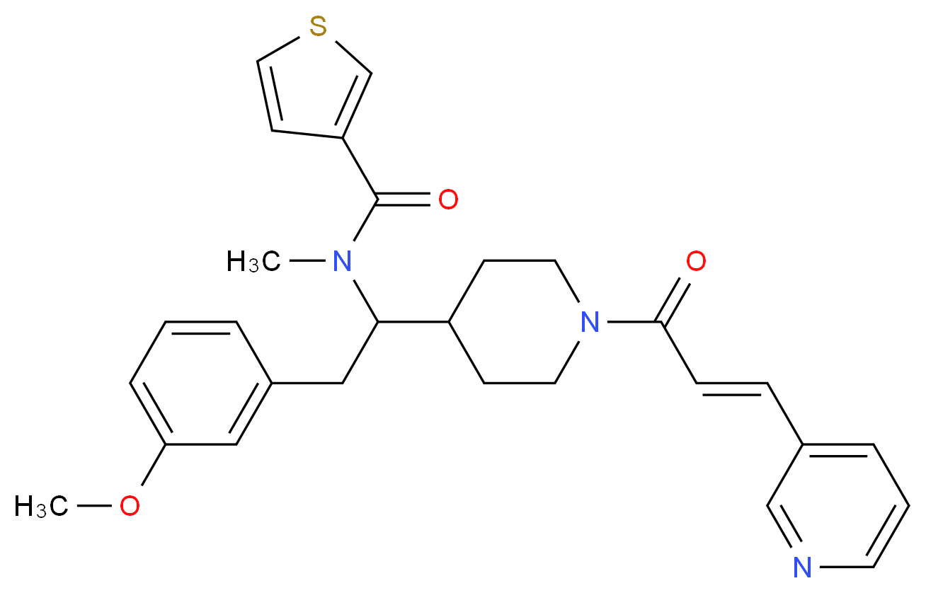 N-(2-(3-methoxyphenyl)-1-{1-[(2E)-3-(3-pyridinyl)-2-propenoyl]-4-piperidinyl}ethyl)-N-methyl-3-thiophenecarboxamide_Molecular_structure_CAS_)