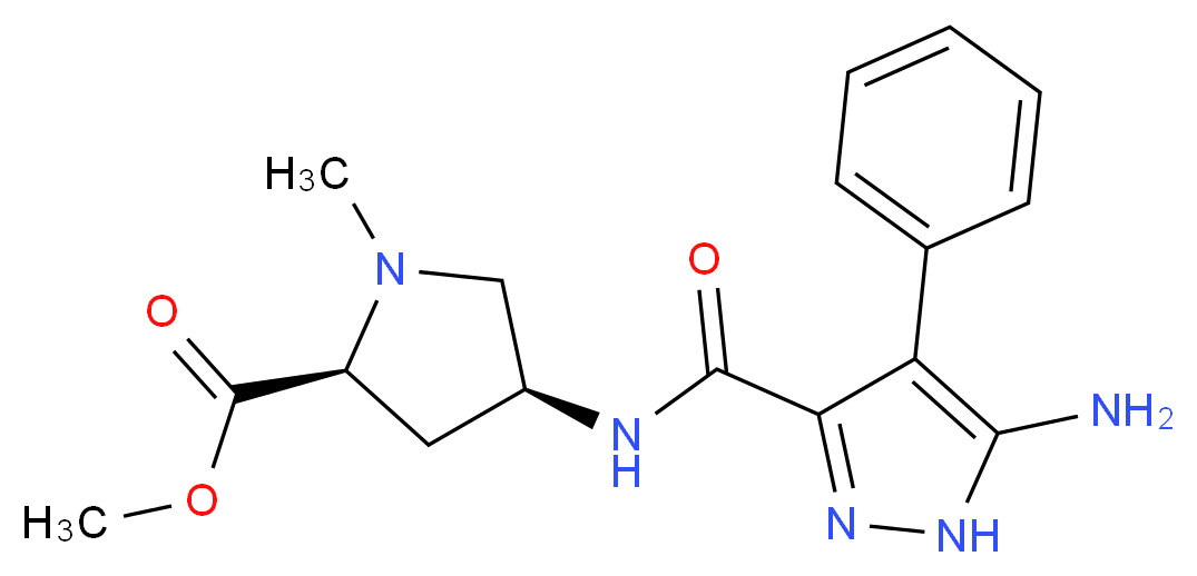 methyl (2S,4S)-4-{[(5-amino-4-phenyl-1H-pyrazol-3-yl)carbonyl]amino}-1-methylpyrrolidine-2-carboxylate_Molecular_structure_CAS_)