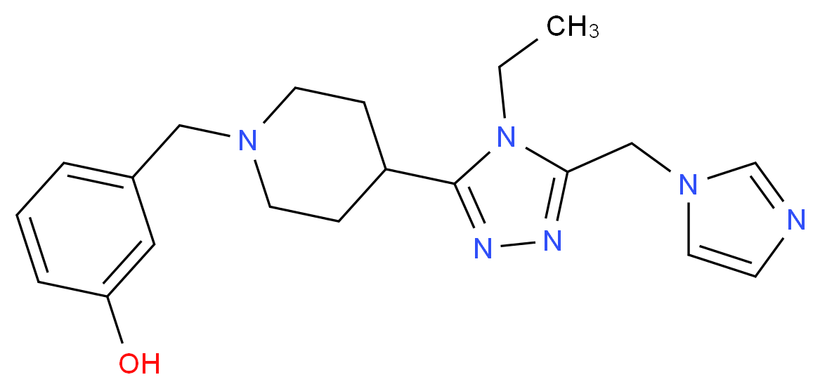3-({4-[4-ethyl-5-(1H-imidazol-1-ylmethyl)-4H-1,2,4-triazol-3-yl]piperidin-1-yl}methyl)phenol_Molecular_structure_CAS_)