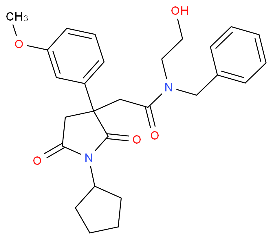 N-benzyl-2-[1-cyclopentyl-3-(3-methoxyphenyl)-2,5-dioxo-3-pyrrolidinyl]-N-(2-hydroxyethyl)acetamide_Molecular_structure_CAS_)