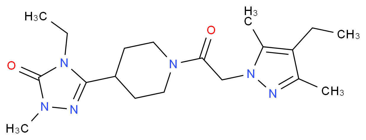4-ethyl-5-{1-[(4-ethyl-3,5-dimethyl-1H-pyrazol-1-yl)acetyl]piperidin-4-yl}-2-methyl-2,4-dihydro-3H-1,2,4-triazol-3-one_Molecular_structure_CAS_)