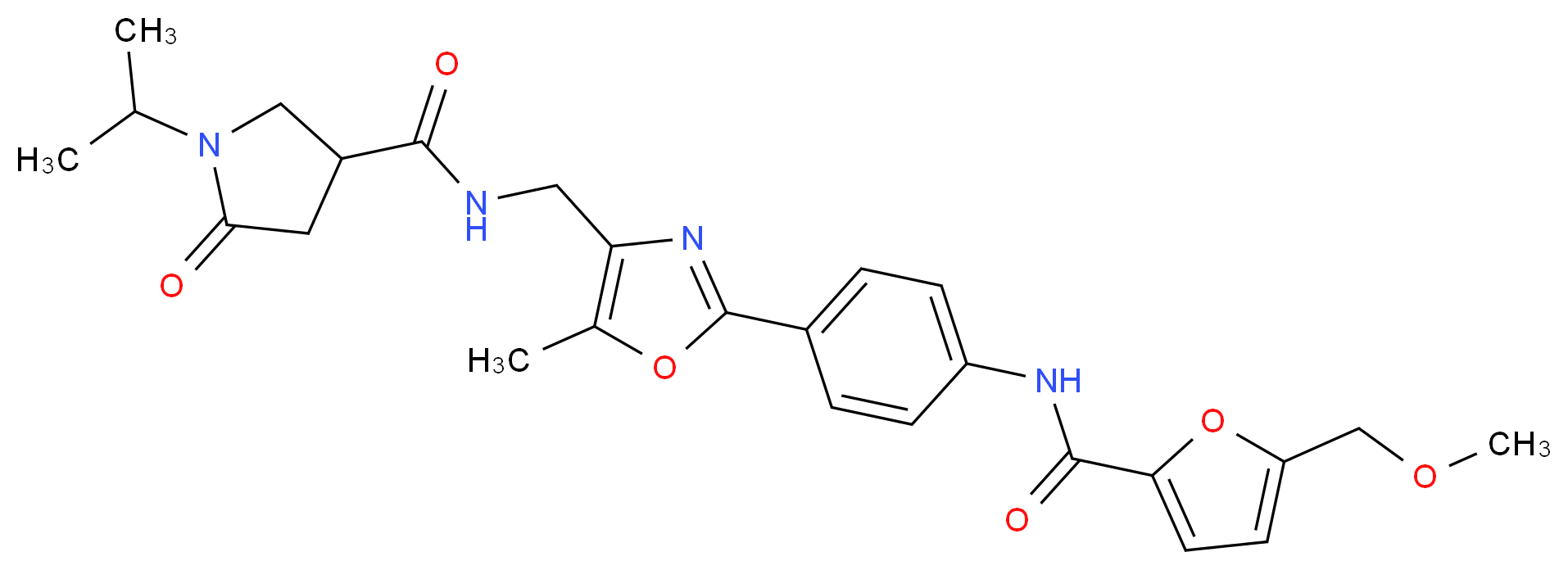 1-isopropyl-N-{[2-(4-{[5-(methoxymethyl)-2-furoyl]amino}phenyl)-5-methyl-1,3-oxazol-4-yl]methyl}-5-oxo-3-pyrrolidinecarboxamide_Molecular_structure_CAS_)