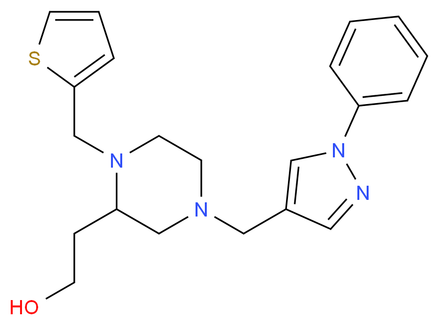 2-[4-[(1-phenyl-1H-pyrazol-4-yl)methyl]-1-(2-thienylmethyl)-2-piperazinyl]ethanol_Molecular_structure_CAS_)