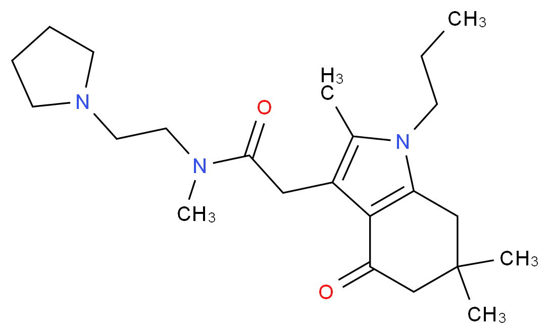 N-methyl-N-[2-(1-pyrrolidinyl)ethyl]-2-(2,6,6-trimethyl-4-oxo-1-propyl-4,5,6,7-tetrahydro-1H-indol-3-yl)acetamide_Molecular_structure_CAS_)