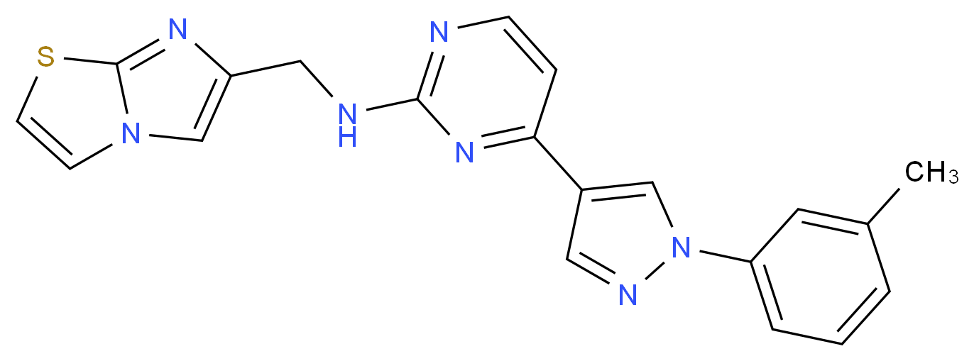 N-(imidazo[2,1-b][1,3]thiazol-6-ylmethyl)-4-[1-(3-methylphenyl)-1H-pyrazol-4-yl]-2-pyrimidinamine_Molecular_structure_CAS_)