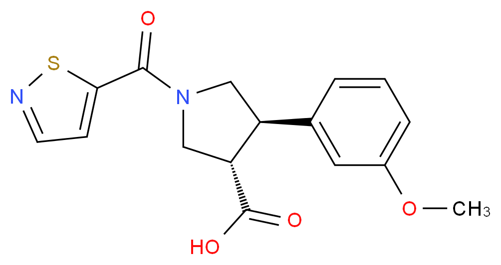 (3S*,4R*)-1-(isothiazol-5-ylcarbonyl)-4-(3-methoxyphenyl)pyrrolidine-3-carboxylic acid_Molecular_structure_CAS_)