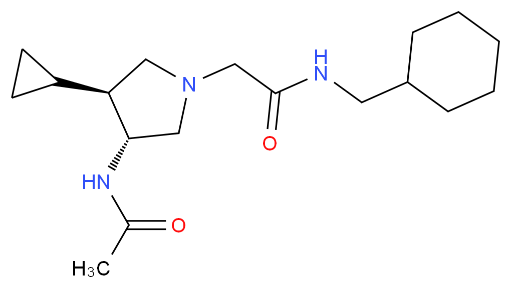 2-[(3R*,4S*)-3-(acetylamino)-4-cyclopropyl-1-pyrrolidinyl]-N-(cyclohexylmethyl)acetamide_Molecular_structure_CAS_)