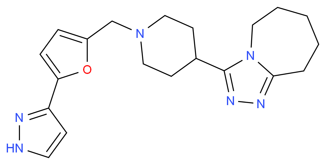 3-(1-{[5-(1H-pyrazol-3-yl)-2-furyl]methyl}piperidin-4-yl)-6,7,8,9-tetrahydro-5H-[1,2,4]triazolo[4,3-a]azepine_Molecular_structure_CAS_)