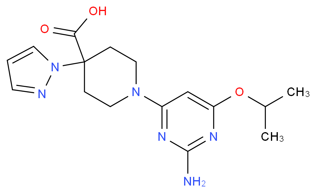 1-(2-amino-6-isopropoxypyrimidin-4-yl)-4-(1H-pyrazol-1-yl)piperidine-4-carboxylic acid_Molecular_structure_CAS_)